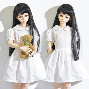 M0423 детска играчка ръчна изработка 1/6 1/3 1/4 облекло за кукли чичо BJD/SD, подпори за кукла, аксесоари, Бяло просто женствена рокля, 1 бр. Изображение