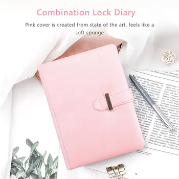 Брава във формата на сърце, дневник с ключ, Лични организаторите, Таен бележник, подарък за момичета и жени (розов) Изображение