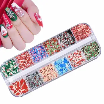 Коледен Чар за нокти, Украшение, 3D Стикери за нокти, Празничен Дизайн на Ноктите, 12 Мрежи, Коледна Декорация за нокти, Празничен Многоцелеви Изображение