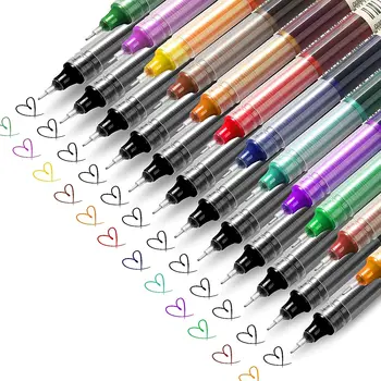 Цветна писалка за водене на бележки, гладка химикалки с накаткой, бързо съхнещи, 12 бр., дръжки за провеждане на художествени дневници за деца и възрастни Изображение