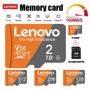 Lenovo 2 TB V30 Micro SD TF Карта UHS-I 1 TB 512 GB 256 GB Class10 Флаш карта памет 128 GB За Игри Kodak Nintendo Switch подарък Изображение