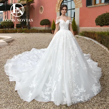 Бална рокля на LOUIS NOVIAS, Сватбената рокля 2023, Апликации от мъниста с открити рамене, Сватбената рокля Vestidos De Новия Изображение