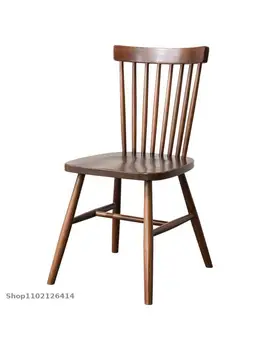 Трапезария стол от масивна дървесина с виндзорской стол, бюро, маса за хранене, начало скандинавски минималистичен стол от масивна дървесина Изображение