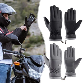 Зимни мъжки мотоциклетни ръкавици със сензорен екран, ръкавици за мотокрос, реколта велосипедни нескользящие ръкавици от студено, топло защитно облекло за колоездене Изображение