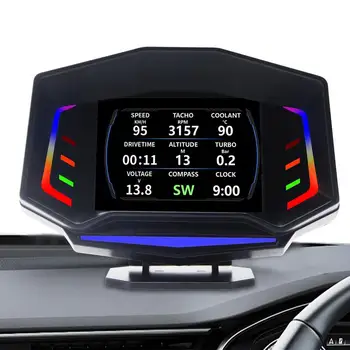 Авто Централен дисплей, фарове за дисплей за предното стъкло на автомобила, Дигитален авто HUD, централен дисплей, Двухрежимный проекторът на предното стъкло OBD2/GPS Изображение