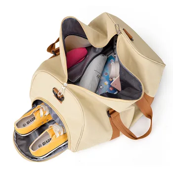 Дамски Мъжка Спортна чанта, водоустойчив холщовая чанта за фитнес, за практикуване на Йога, плуване, спорт, пътуване на открито, спортни сакове, Ultralight джоб за влажни суха обувки Изображение