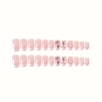 Светло розово Кратък кръг външен ноктите, екологично чист многократна употреба издръжлив външен нокти за пазаруване, запознанства, пътуване Изображение