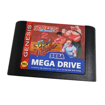 Final Fight in Street Of Rage 2-Игрален касета за електронни игри, 16-БИТОВА игрална карта MD за версии PAL и NTSC Изображение
