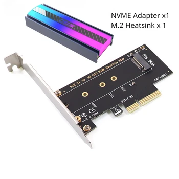 SSD-адаптер M. 2 NVME към PCIe 4.0, 64 Gbit/с PCIe 4.0 X4 X8 X16 Карта за разширяване на настолен КОМПЮТЪР, PCI-E GEN4 GEN3 с алуминиев радиатор Изображение