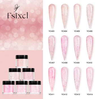 FSIXCL 2023, Розова Акрилна пудра на прах с блясък, Дизайн на нокти, Блясък за изграждане на нокти, Маникюр, Пигментная прах Изображение