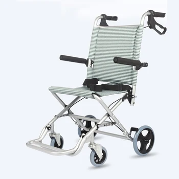 Инвалидна количка за възрастни хора от алуминиева сплав с педала, Преносима сгъваема пътна количка, Прости средства на транспорт за възрастните хора, толкаемая ръчно, инвалидни колички Изображение