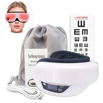 Интелигентен Масажор за Очи 6D С Топлинна Възглавница за безопасност, Вибрации, Компрес За Грижа За очите, Bluetooth-Масаж За очите, Расслаблением, Облекчение при Мигрена, Подобряване на Съня Изображение