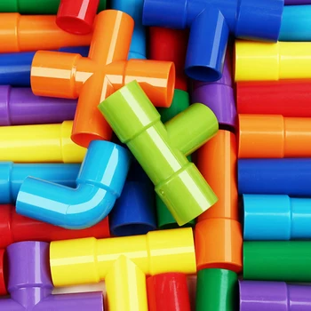 Направи си САМ Водни градивните елементи на Играчки Монтесори Водопровод Строителни Блокове Играчка Конструктор Детски Строителни Забавни играчки Подарък Изображение