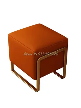 Столче за грим в скандинавски стил от червена мрежа; малка табуретка за всекидневна; минималистични диван; лесен луксозен столче за преобличане; столче за обувки Изображение
