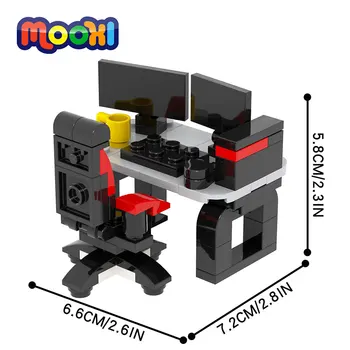MOOXI City Мебели за дома Компютърна Маса Модел Блок Строителство Тухла Развитие на Детска Играчка За Деца, Подарък Сглобяване на Детайли MOC4087 Изображение