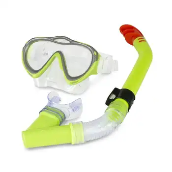 Младежки маска за гмуркане Manta Pro и набор от тръби за гмуркане - жълто и сребристо Изображение
