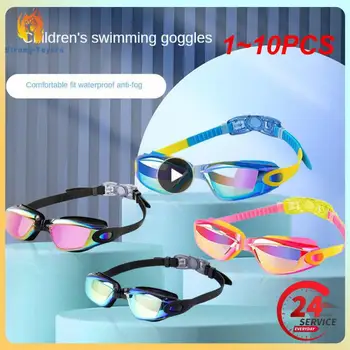 1-10 бр., професионални цветни детски силиконови очила за плуване, фарове за мъгла, UV очила за плуване водоустойчив силиконови очила за плуване Изображение