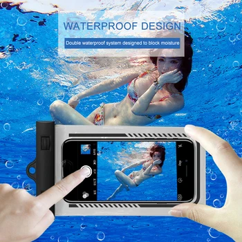 Калъф за мобилен телефон от TPU, окачен водоустойчив калъф за телефон за гмуркане с каишка, лесен индуктивен сензорен екран за гмуркане по време на почивка Изображение