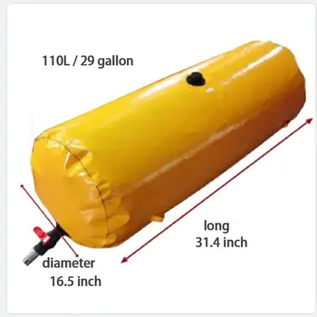 Кръгла Сгъваема Жълто резервоар за съхранение на вода, чанта за съхранение на вода от сушата, Дъждовна буре, Пътна чанта за съхранение на вода, е мека (110 л) Изображение