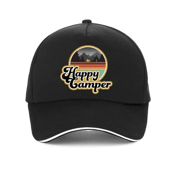 Шапка Happy Camper, Летен лагер, Мъжки И дамски бейзболна шапка, Зелена шапка за Разходки, Спортна Шапка за шофьори на камиони Изображение