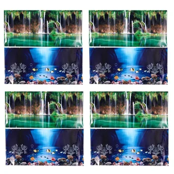 4X Син фон с блудкав море, Плакат с океански гледки, фон за аквариум Изображение