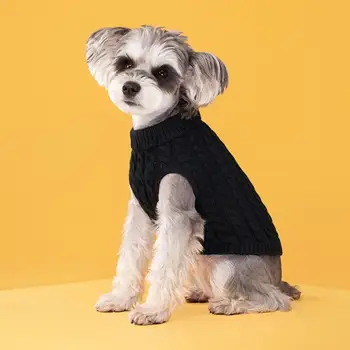 Удобен Пуловер за домашни любимци, пуловер за домашни любимци, стилни зимни пуловери за домашни любимци, поло с ревера за котки и кучета, водене жив им топлина Изображение