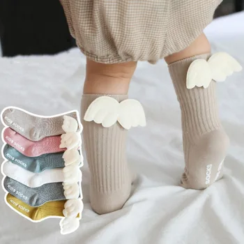 Пролетта памук чорап За новородени, обикновен, ярки цветове, Дълги чорапи за деца За Деца, чорапи до коляното за малки момичета Изображение