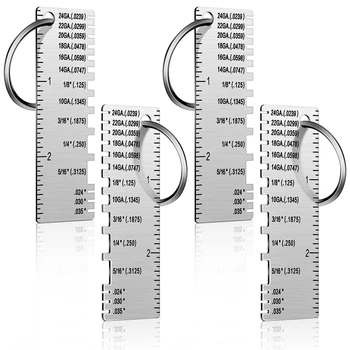 4 бр. Двустранен измерване на дебелината на ламарина, тел, преносим инструмент за измерване на дебелината на метала, сребърен Изображение