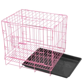 малката клетка сгъваема метална кутия - kennell cage клетка за зайци с тава за пътуване в помещения и на открито, 13 7/ 19 7 Изображение