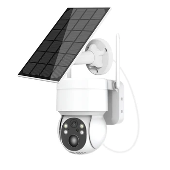 WiFi PTZ камера, външна безжична Соларен панел, IP камера 4MP HD, вградена батерия, видео Наблюдение, двупосочна аудио Алекса iCSee APP Изображение