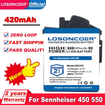 Батерия LOSONCOER 420mAh BA370 за Sennheiser 450, 550, MM400, PX210BT, PX360, 360BT, PXC310 ~ В наличност Изображение